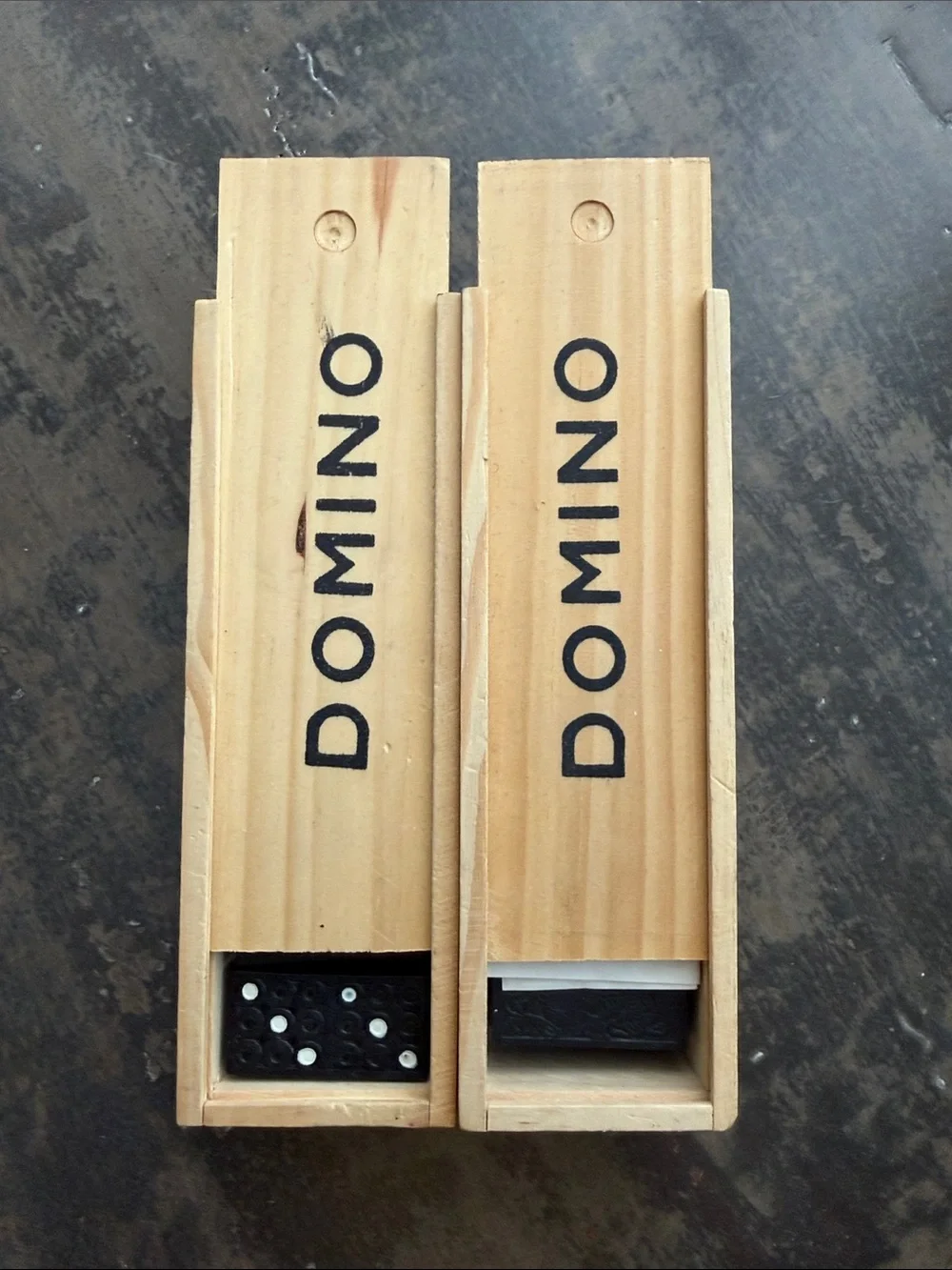 2 Sets Vintage Wooden Dominos  Natural Wood with Black Lettering Dragon Themed